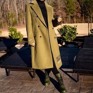 Milano Mustard Double-Breasted Coat, Milano Christian trench coat SZ XXL,NWT